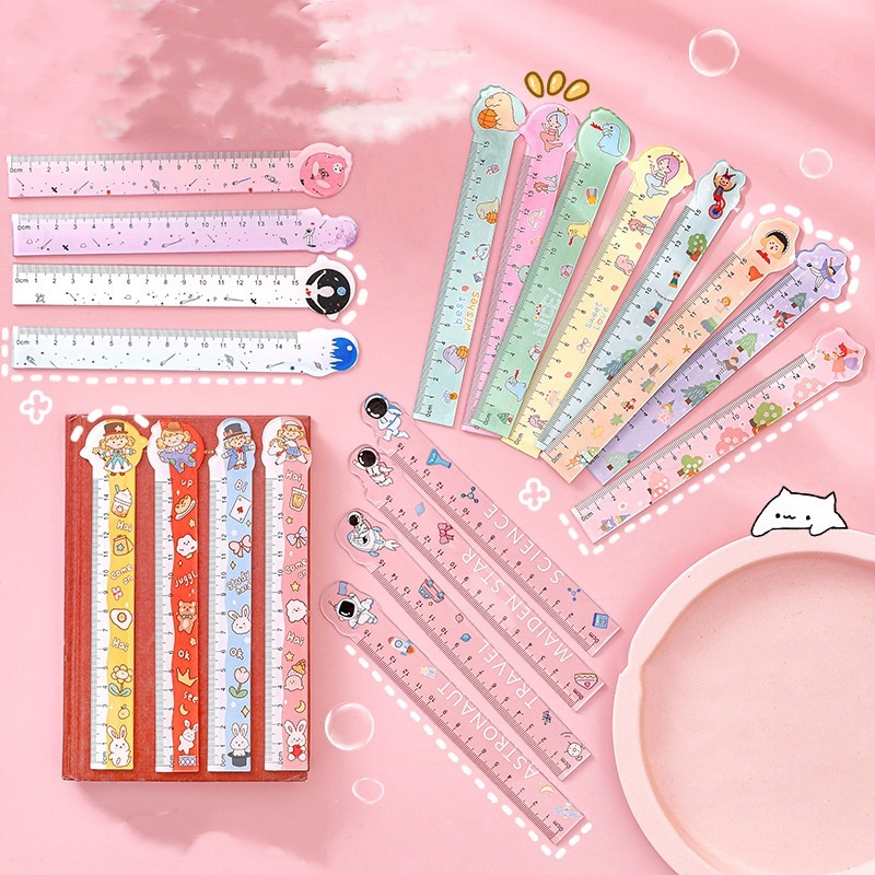 ไม้บรรทัดวัด ไม้บรรทัดนักเรียน ลายการ์ตูน ขนาด15 ซม. ไม้บรรทัดงอได้ เครื่องเขียน อุปกรณ์การเรียน น่ารักBS36