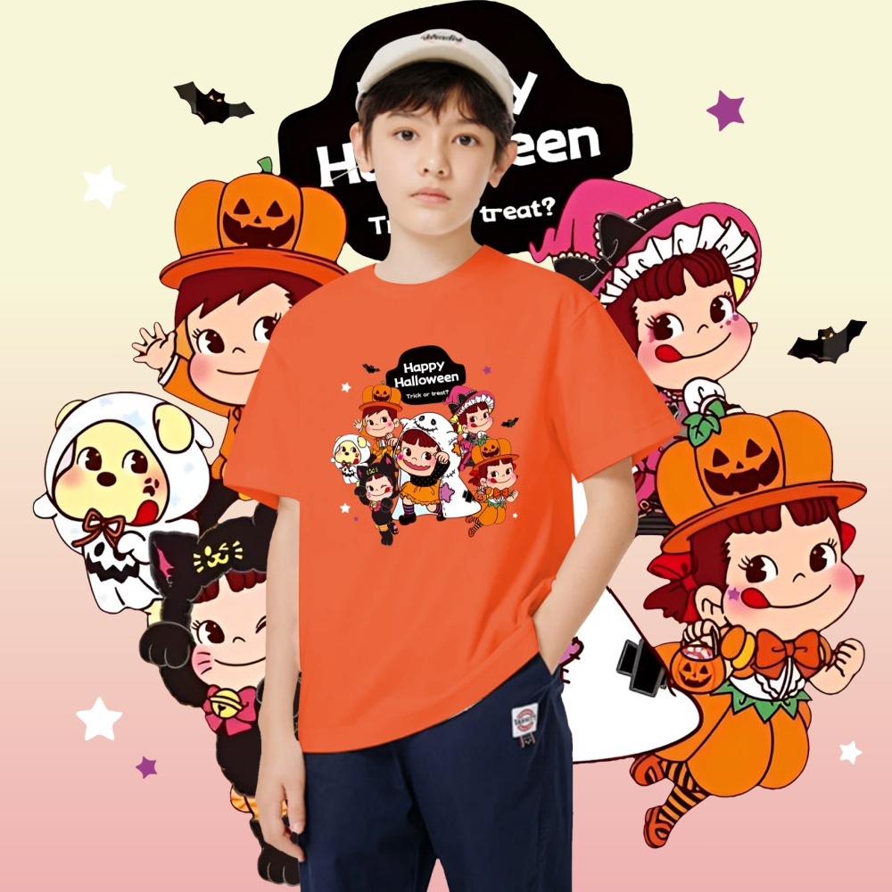 เสื้อยืดเด็ก Peko-chan and Fujiya Halloween Children's Tshirt ผ้าฝ้ายเนื้อนุ่ม มี  ชุดเด็กฮาโลวีน 10