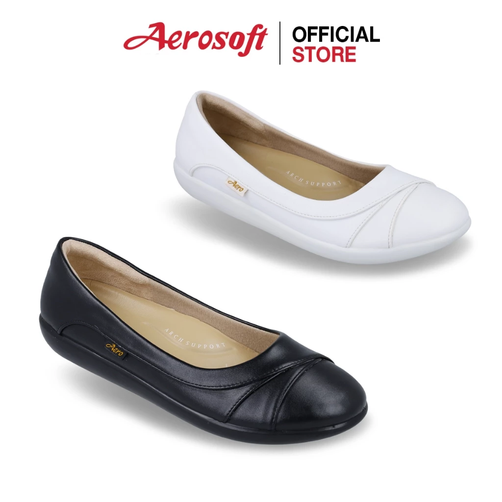 Aerosoft (แอโร่ซอฟ) รองเท้าคัทชูผู้หญิง เพื่อสุขภาพ รองเท้าคัทชูสีดำ รุ่น Healthy B1 (NW9191)