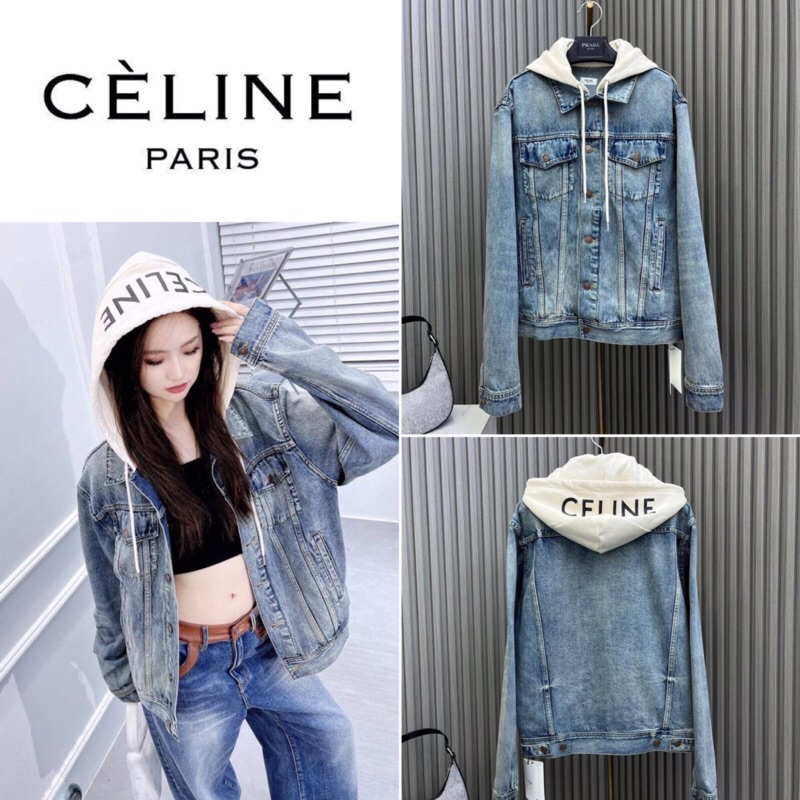 เสื้อแจ็คเก็ตยีนส์มีฮู้ด Celine Denim Jacket