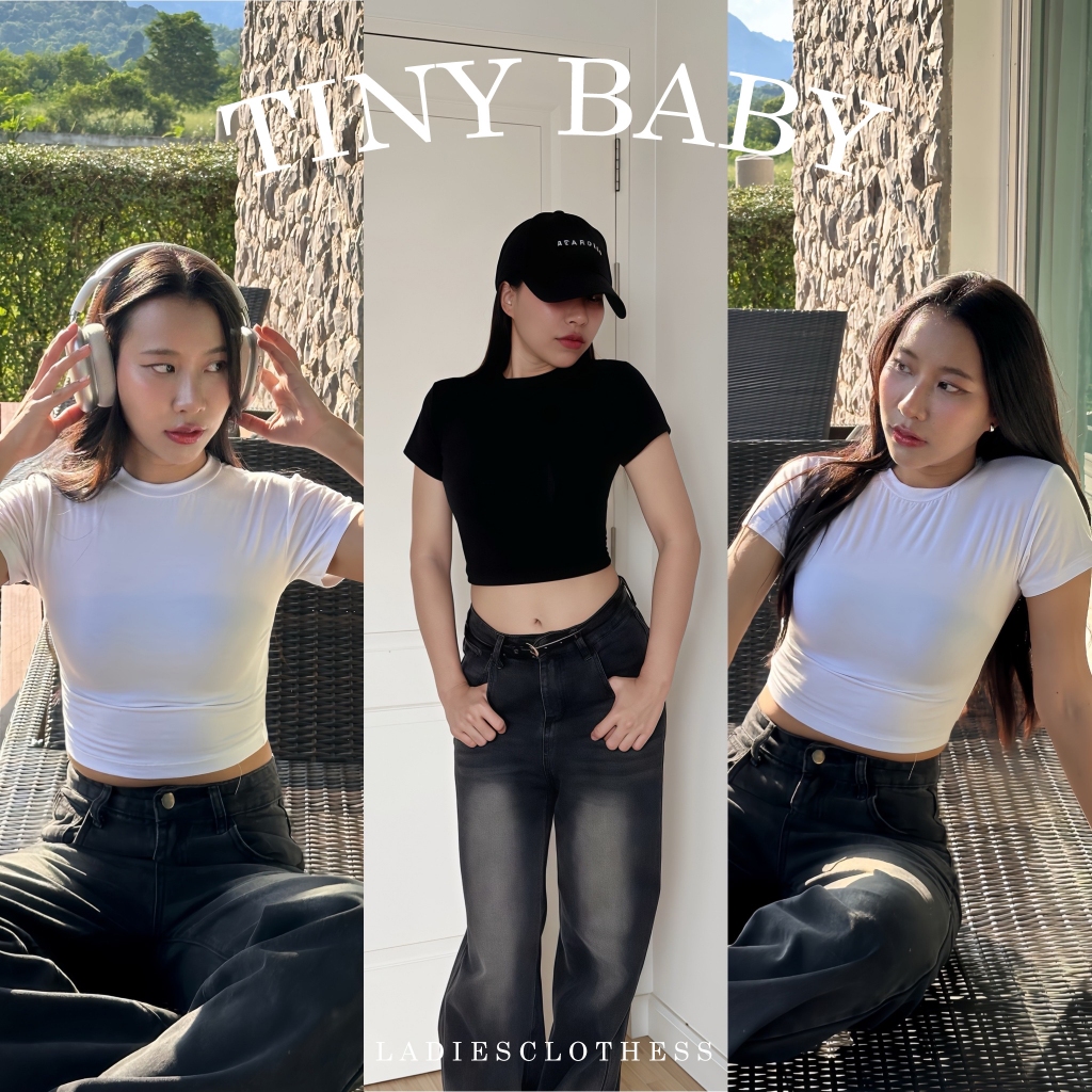 LADIESCLOTHESS #LC353 TINY BABY TEE เสื้อครอป เสื้อยืด เสื้อเบบี้ที