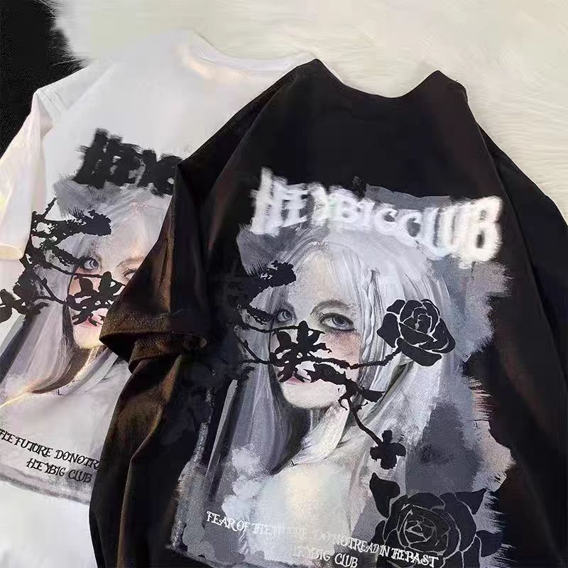 Basi เสื้อยืด oversize unisex สกรีนหน้าหลัง ลาย "HEYERCCUB" ผ้าคอตตอน100% ใส่สบาย แนวสตรีท ฮิปฮอป