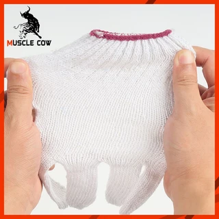 MUSCLE COW ถุงมือผ้าฝ้ายสีขาว/สีเทา 12 คู่ สำหรับงานช่างและเกษตร