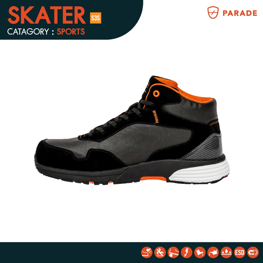 รองเท้าเซฟตี้ Parade รุ่น SKATER หัวคอมโพสิต ยึดเกาะพื้นได้ดี