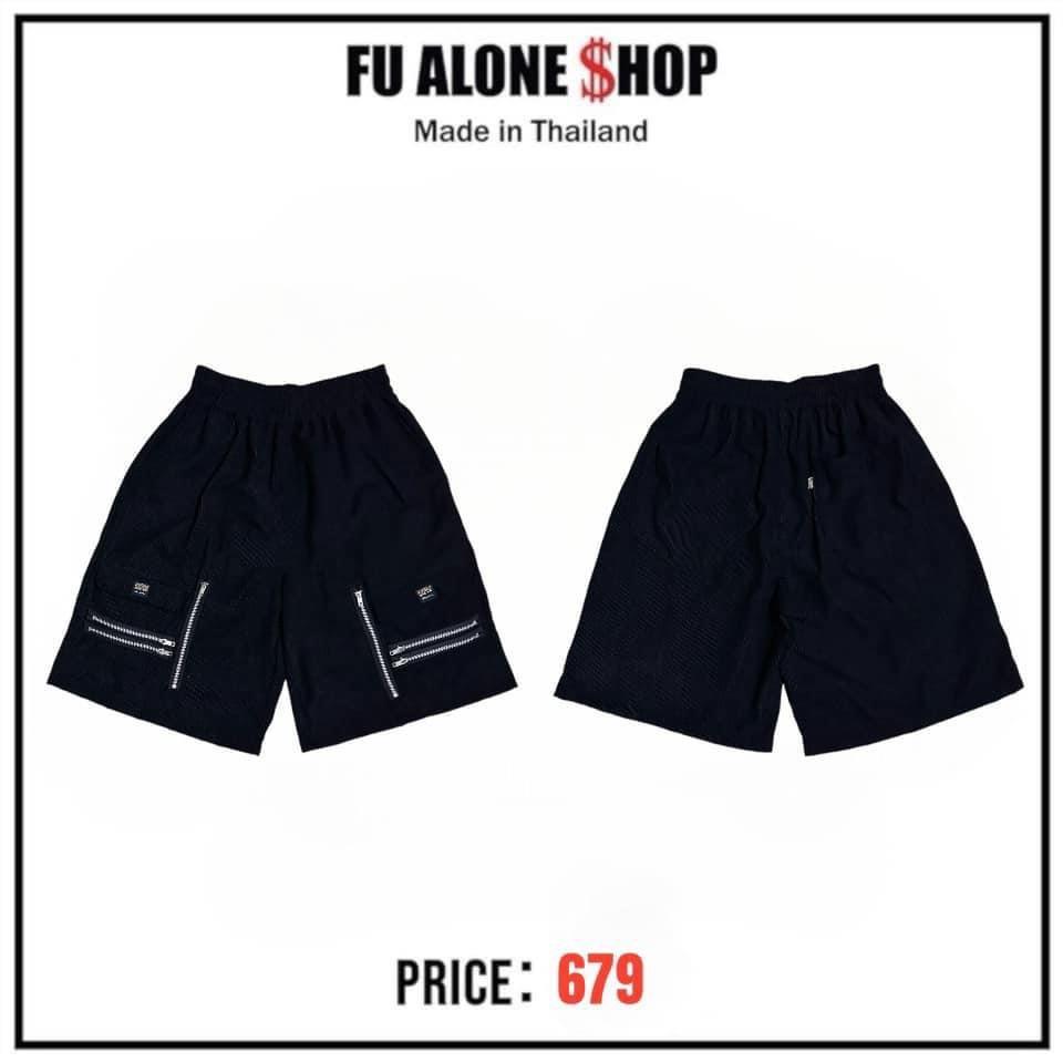 • New Collection • กางเกงแปะแต่งด้วยซิป ขาสั้นทรงคาร์โก้ฟรีไซซ์