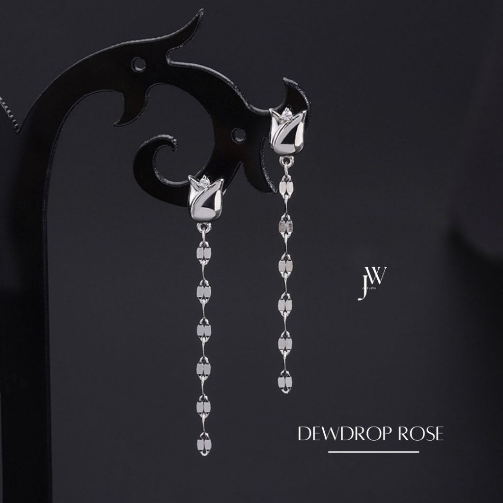 OUTLETS ล้างสต็อกจากโรงงานตรง ต่างหูแบบห้อย Dewdrop Rose ต่างหูเงิน ตุ้มหูแฟชั่น ต่างหูเก๋ๆ ต่างหู