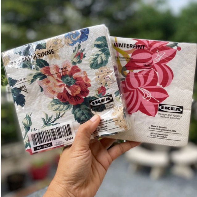 กระดาษเช็ดปาก ลายดอกไม้ ใบไม้ คละลาย 33*33 ซม. 30 แผ่น By IKEA