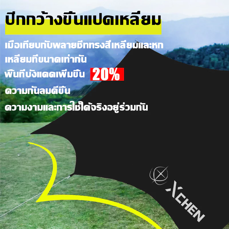 ทาร์ป ฟลายชีท เคลือบกาวดำ กันแดดกันฝน ขนาด 3x4 4x6 4.5x4.5 5.3x4.5 thumbnail 7