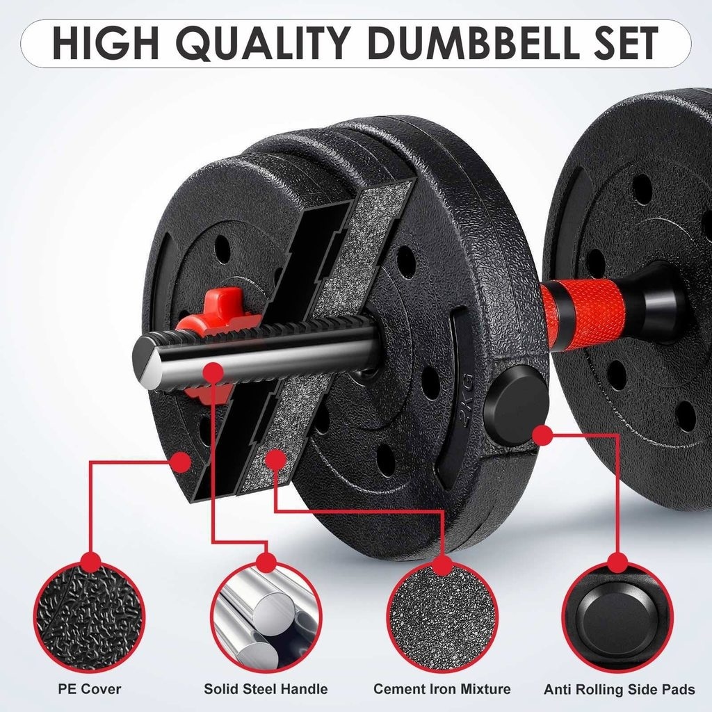 ชุดดัมเบล 10~40KG ชุดดัมเบลปรับได้ อุปกรณ์ออกกำลังกาย ออกกำลังกาย (ฟรีถุงมือ) รูปที่ 2