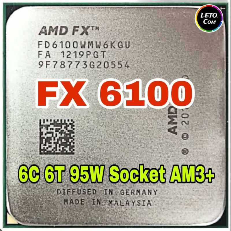 ซีพียู CPU FX6100 3.3 GHz Turbo 3.90 GHz (6คอ6เทรด) ฟรีซิลิโคน1ซอง FX 6100