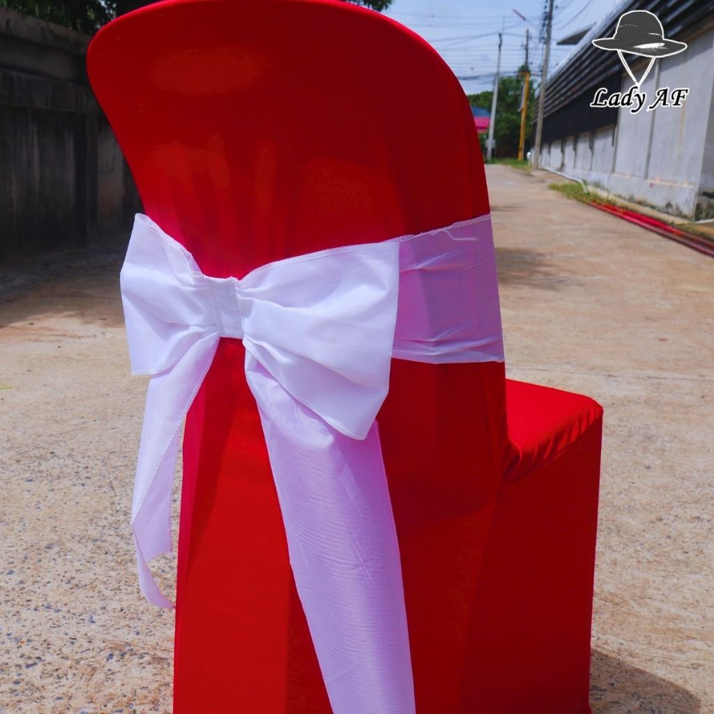 ผ้าคลุมเก้าอี้พร้อมโบว์สีขาว สามารถเลือกสีผ้าคลุมได้ตามต้องการ - รูปที่ 4