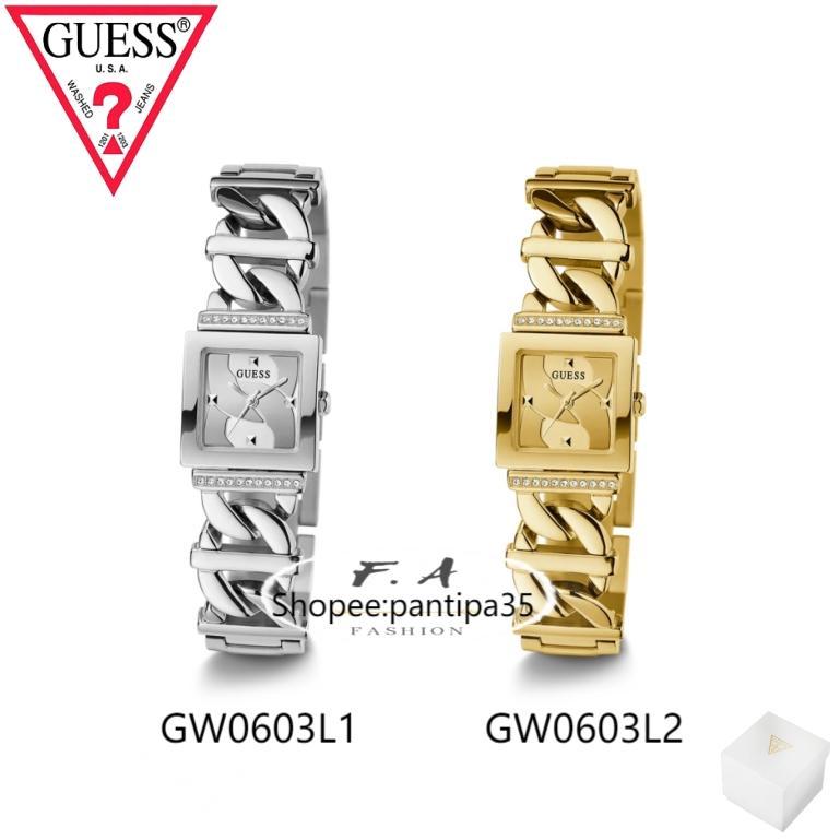 F.A ของใหม่คะGUESS นาฬิกาผู้หญิง รูปแบบสายโซ่ยังพาดผ่านหน้าปัด ทำให้ไร้รอยต่อ GW0603L1 GW0603L2 Case