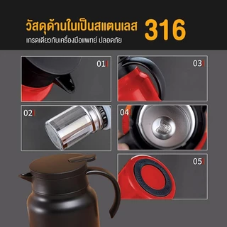 1000มล 316 สแตนเลส กาน้ำชาตุ๋น ถ้วยความร้อน เครื่องชงชา ที่กรองชา ชุดน้ําชา แก้วน้ําชา