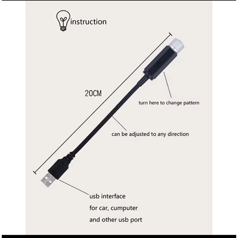 โปรเจคเตอร์ น้ําหนักเบาสําหรับติดรถยนต์ Usb สําหรับติดรถยนต์  พอร์ต USB โคมไฟโปรเจคเตอร์สีแดง โคมไฟ Led thumbnail 7