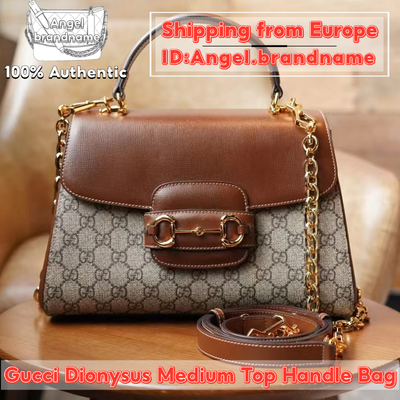 Shopee ถูกที่สุด💯ถุงของแท้👜Gucci Dionysus Medium Top Handle Bag Brown กระเป๋าสะพายคลาสสิก ขายร้อนทั่