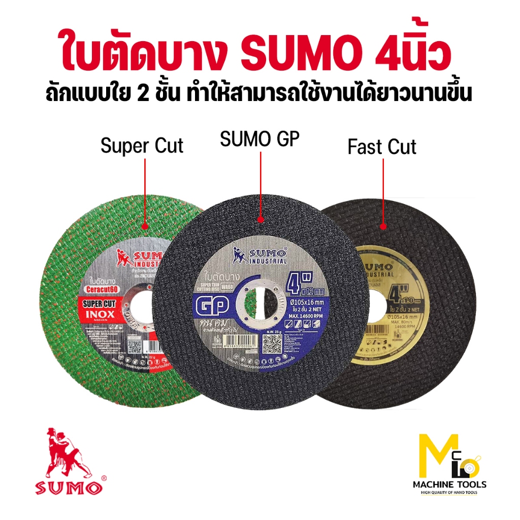 ใบตัด4นิ้วใบตัดแบ่งขายขั้นต่ำ10ใบรุ่นใย2ชั้นgpwa60สีดำใย2ชั้นsupercutสีเขียวfastcutใย2ชั้นสีดำ Sumo