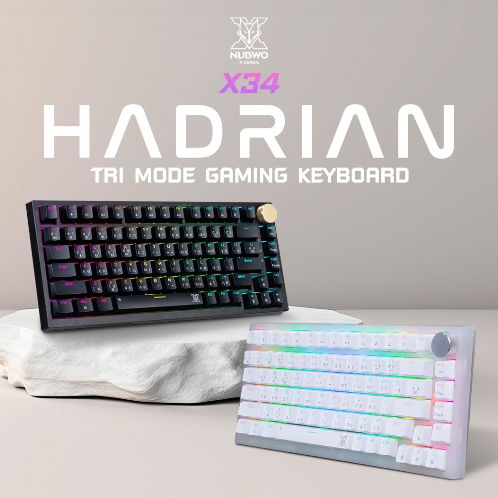 Nubwo Mechanical Wireless Gaming Keyboard คีย์บอร์ดเกมมิ่งพร้อมด้วยไฟ Full RGB เปลี่ยนสวิสช์ได้  รุ่