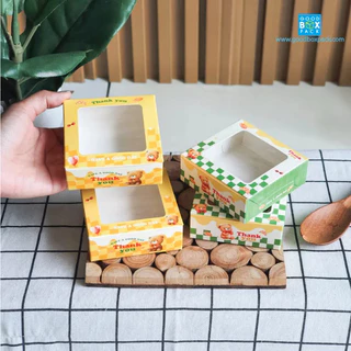 Goodboxpack (แพ็คละ50ใบ) กล่องบราวนี่ 1 ชิ้น มีแบบเคลือบเเละไม่เคลือบ เป็นกระดาษฟู้ดเกรด ขนาด8.2x8.2x3ซม
