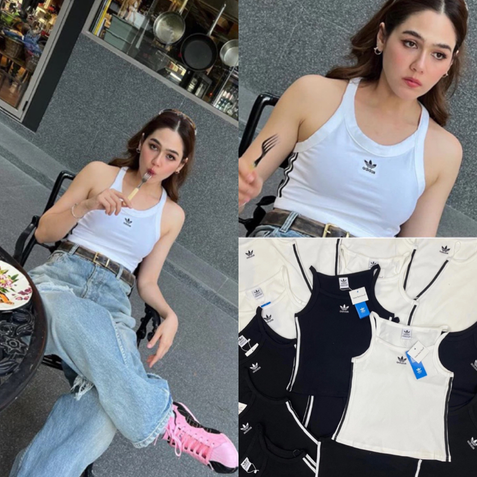 ADI X TOP เสื้อกล้ามแขนกุดงานปักโลโก้แบรนด์ดังช่วงอก แพทเทิ้ลสวย ผ้าเนื้อดี ยืดหยุ่น ใส่สบาย ทรงเป๊ะ ดาราเซเลปใส่กัน