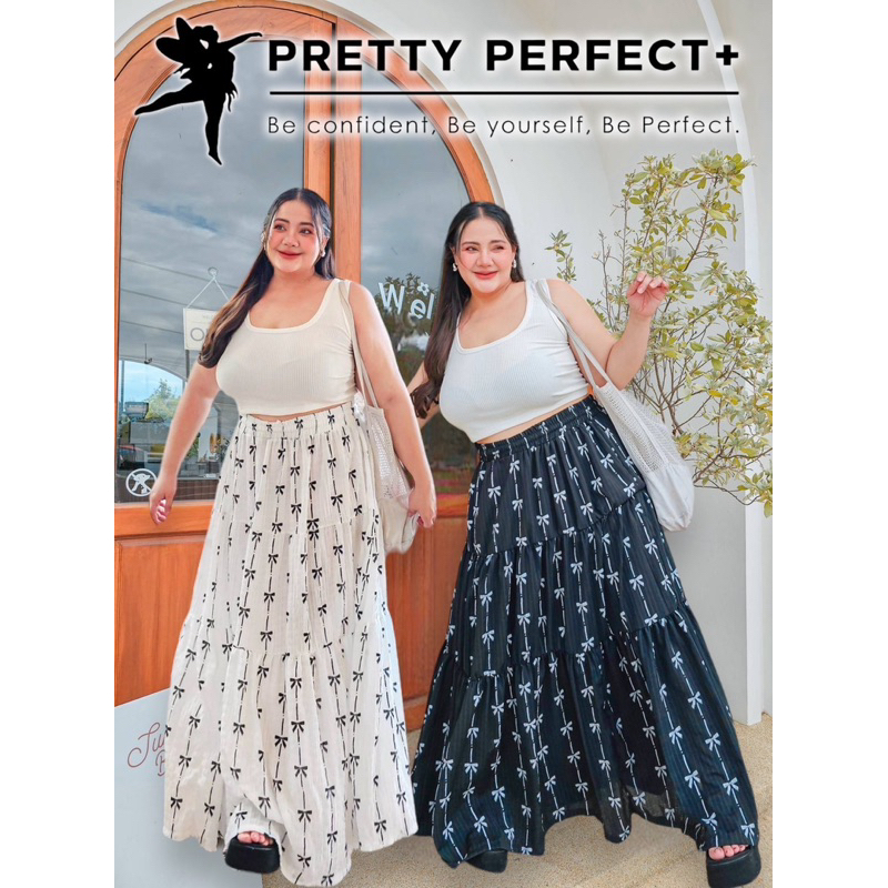 Bow Cute Skirt  กระโปรงยาวพิมพ์ลายโบว์น่ารัก เอว 36-62”
