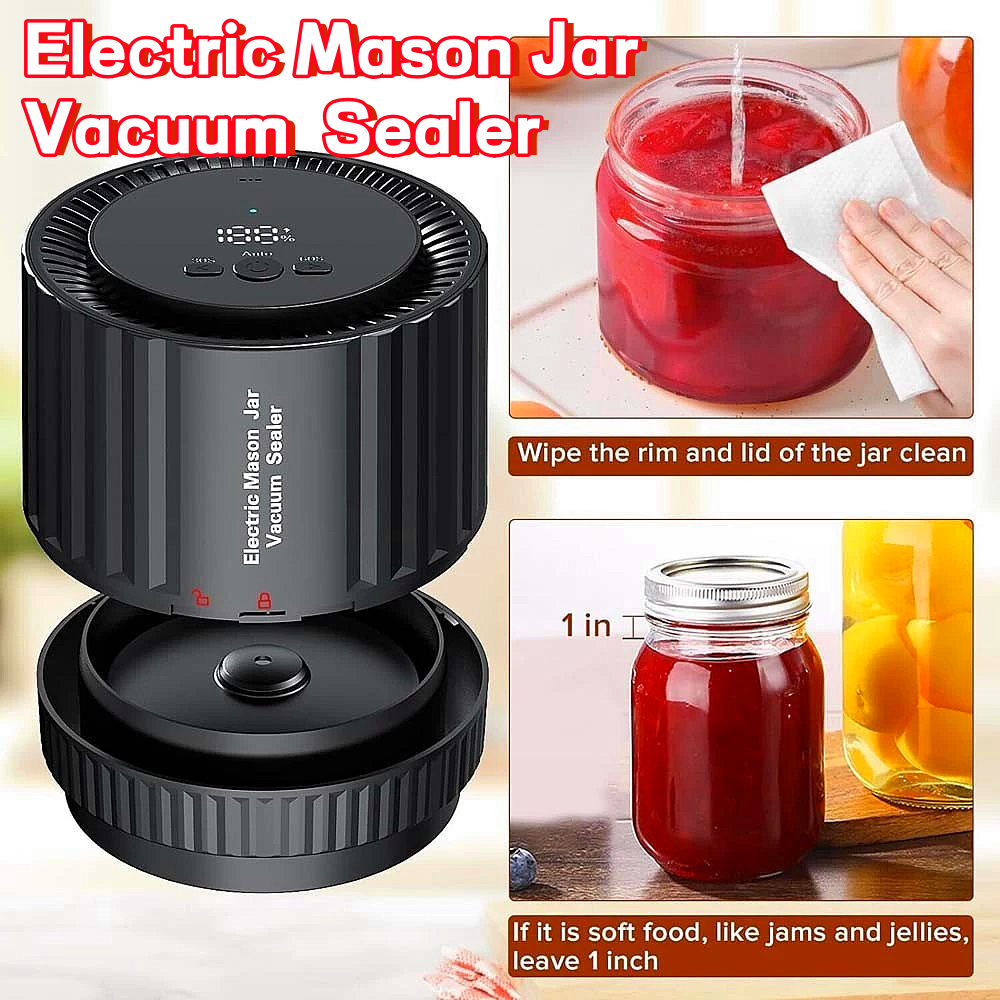 Electric Mason Jar Vacuum Sealer Kit for Canning, Preserving Food Free Regular and Wide Mouth Mason 