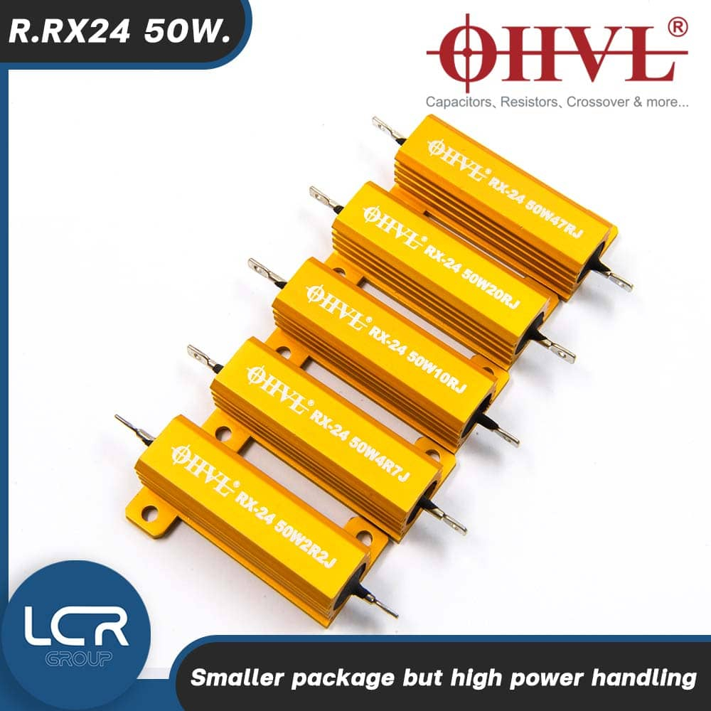 OHVL R.Resistor RX24 2.2-47Ohm 50W. รีซิสเตอร์ ตัวต้านทาน High quality resistor on PCB based crossovers