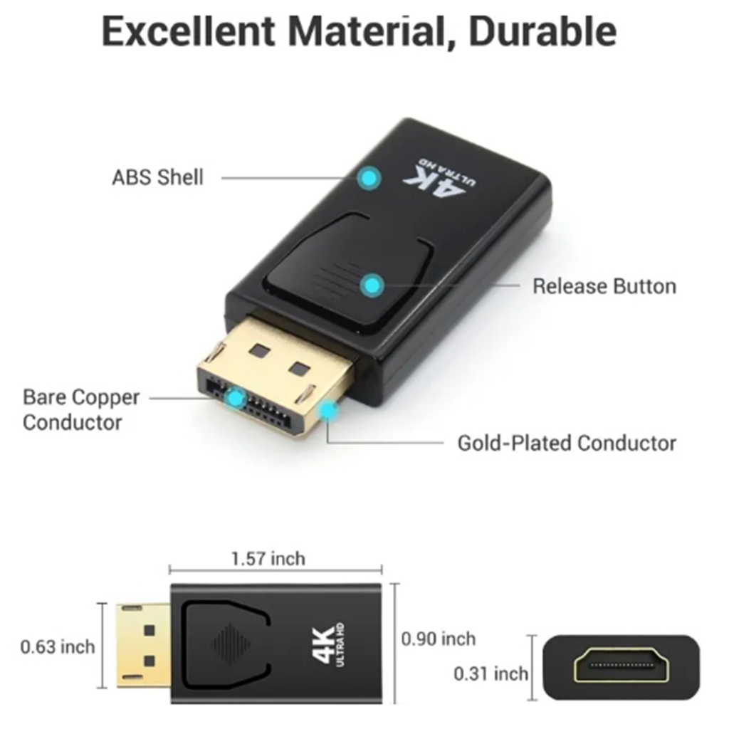 ตัวแปลง HDMI เป็น DP ชายกับหญิงพอร์ตจอแสดงผล 4K เป็นอะแดปเตอร์ที่รองรับ HDMI วิดีโอเสียงสาย HD