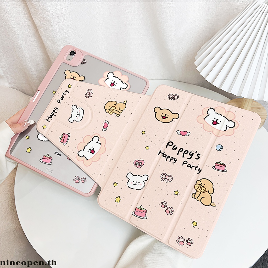 พร้อมส่ง เคสiPadหมุน 360°Air6 Air5 ที่ใส่ปากกา ปาร์ตี้ลูกสุนัข เคสไอแพด Pro11 2024 Gen9 MINI7 Gen10