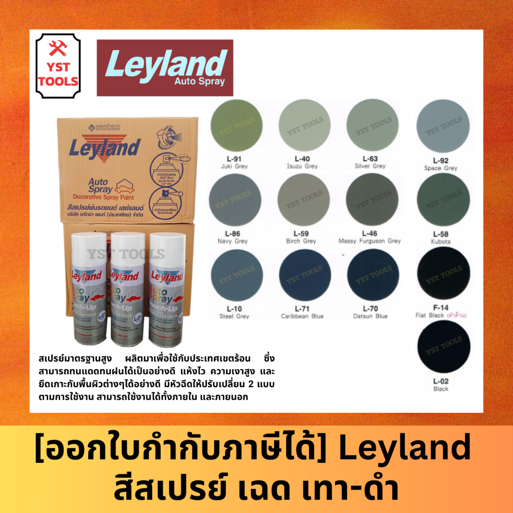 [ออกใบกำกับภาษีได้] Leyland  สีสเปรย์ เฉด เทา-ดำ