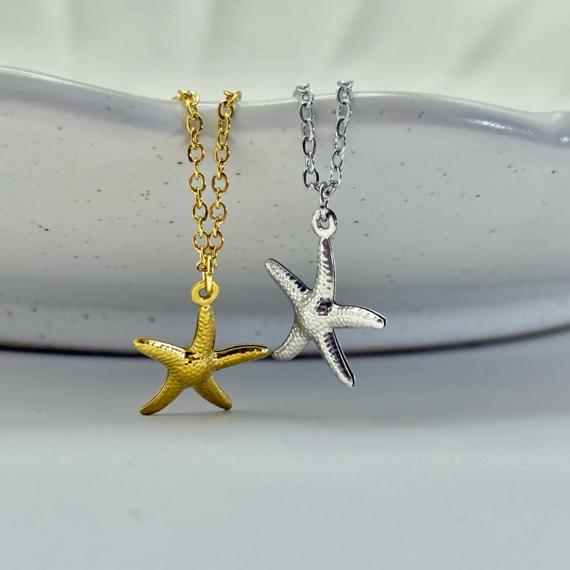 Piing me Stainless steel Starfish Pendant Necklace | สร้อยคอสแตนเลสพร้อมจี้ปลาดาว (พร้อมส่ง)