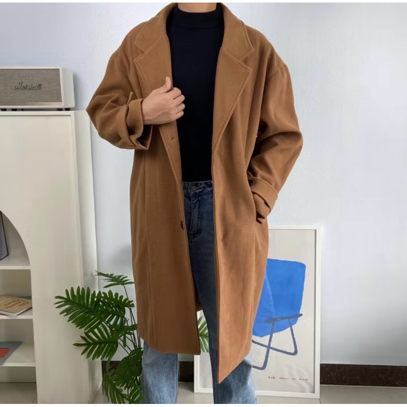 UMORE.FOR.MEN ✨พร้อมส่ง Jerny wool coat ทรงคอวี ผ้าหนา น้ำหนักเบา