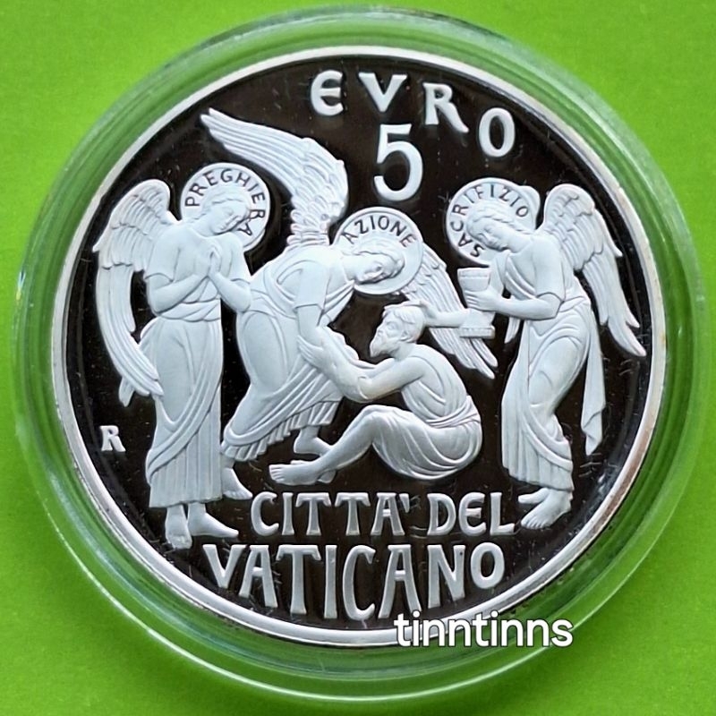 เหรียญเงินขัดเงา 5 ยูโร วาติกัน ค.ศ. 2019 สมเด็จพระสันตะปาปาฟรานซิส Circolo San Pietro Vatican City 