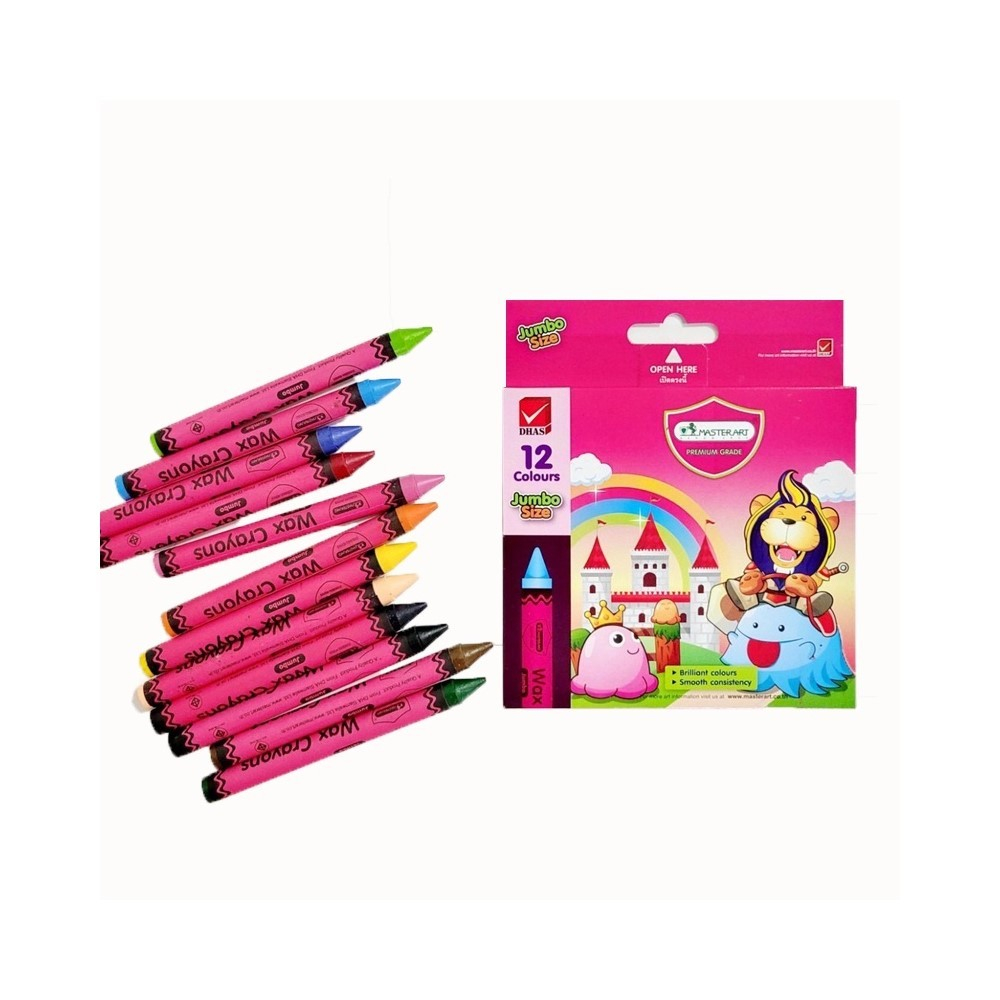 สีเทียน มาสเตอร์อาร์ต จัมโบ้ 8 สี,12 สี, 16 สี และ 24 สี เนื้อสีเข้ม ระบายนุ่ม ไม่หักง่าย ราคา ถูกที่สุด ดีลบีเคเค แกลเลอรีภาพที่ 2