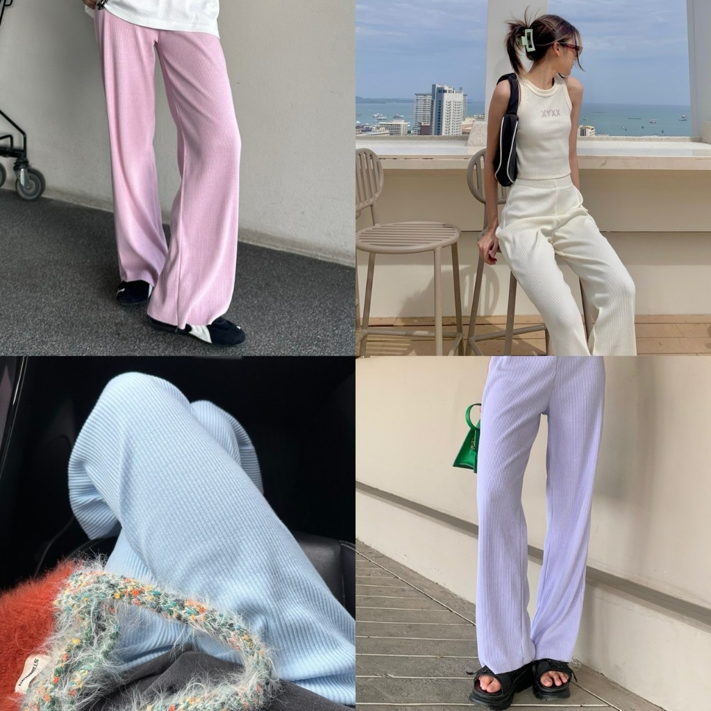 xyxx long basic rib pants กางเกงขายาวผ้าร่องทรงขากระบอก