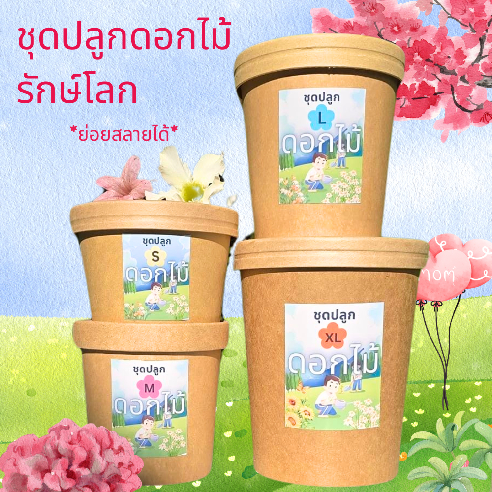ชุดปลูกดอกไม้กินได้📌กระถางรักษ์โลก🎯ถูกที่สุด29บ.🎯ออแกนิคส์🌸ครบชุด🌷ปลูกได้ทันที