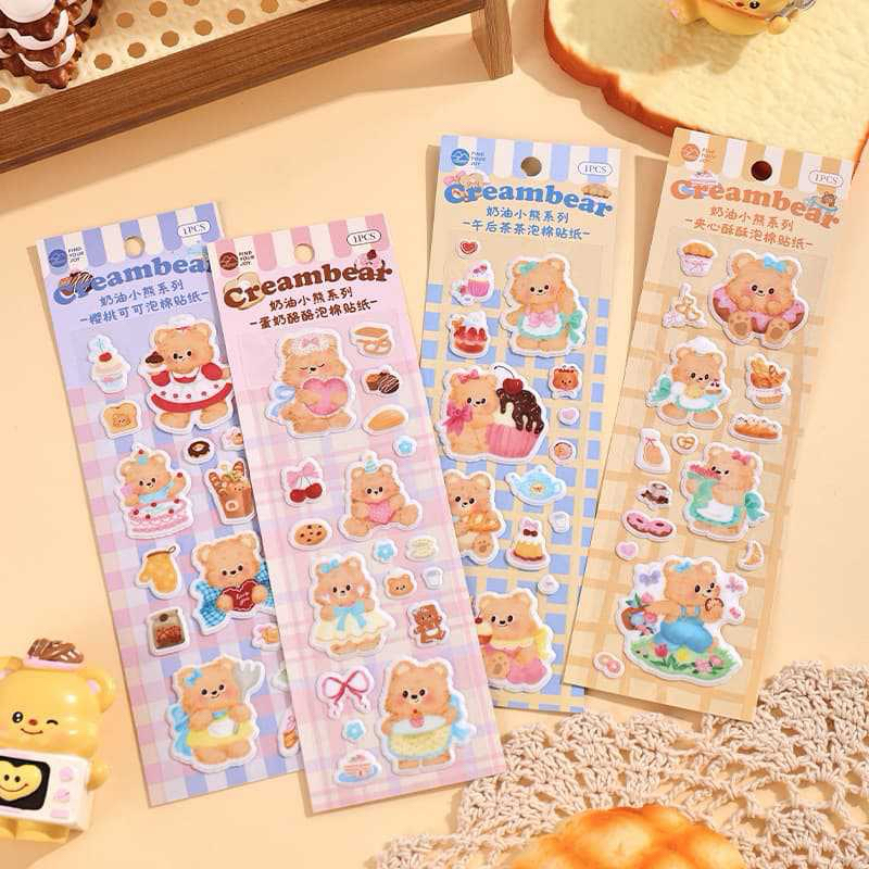 [ พร้อมส่ง 💕] สติ๊กเกอร์ Stickers PVC นูน Cream Bear หมีเนย 🐻🧈