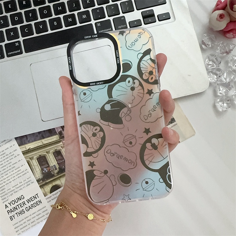 ส่งจากไทย Doraemon การ์ตูน เลเซอร์ เคส for iPhone XR body 15pro 14Pro 16Pro เคสไอโฟน Xr บอดี้ 13Pro body 15pro case