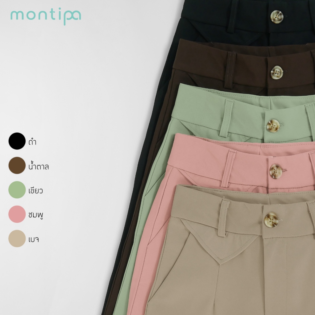 Montipa กางเกงห้าส่วน ซิปหน้า ดีเทลแต่งฝากระเป๋า ผ้า Comfort 4APNS98 - รูปที่ 4