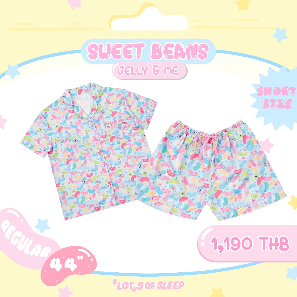 [SHORT SET] SWEET BEANS PYJAMAS l ชุดนอนลายเจลลี่เลิฟเวอร์ แขนสั้น-ขาสั้น