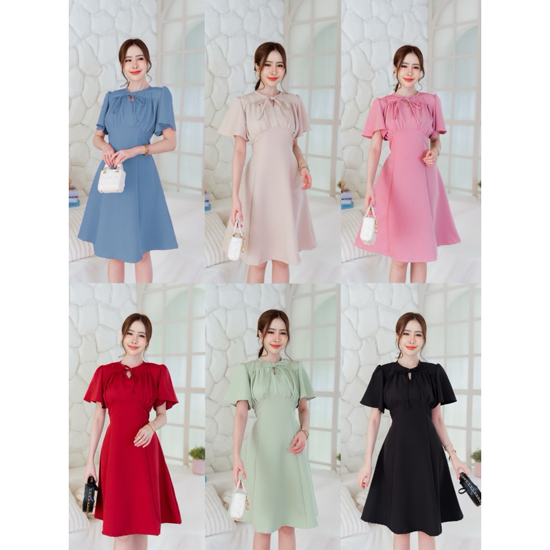Beauty dress เดรสออกงานคอผูกโบว์ ป้าย VERA