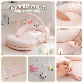 OXY Baby Joyful Nest Slope Plus+ ที่นอนรังนกหายใจผ่านได้ มาตรฐานยุโรปพร้อมโมบาย มุ้ง (เลือกมีหรือไม่มี)หมอนกันกรดไหลย้อน