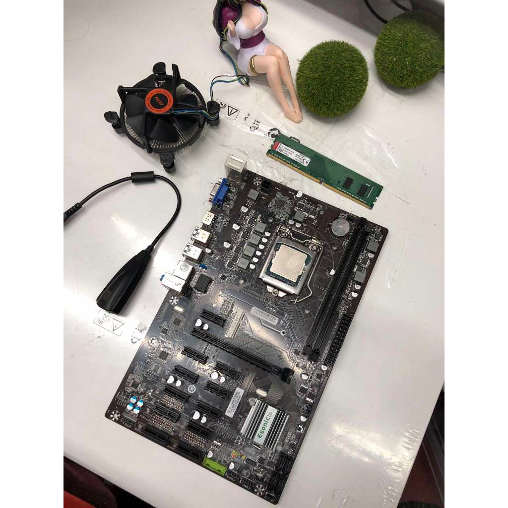 ชุด เมนบอร์ด ESONIC - B250 (BTC GLADIATOR LGA1151 gen6-gen7+g4400 +ddr4 4g 2133 ใช้งานปกติ ไม่มีฝา