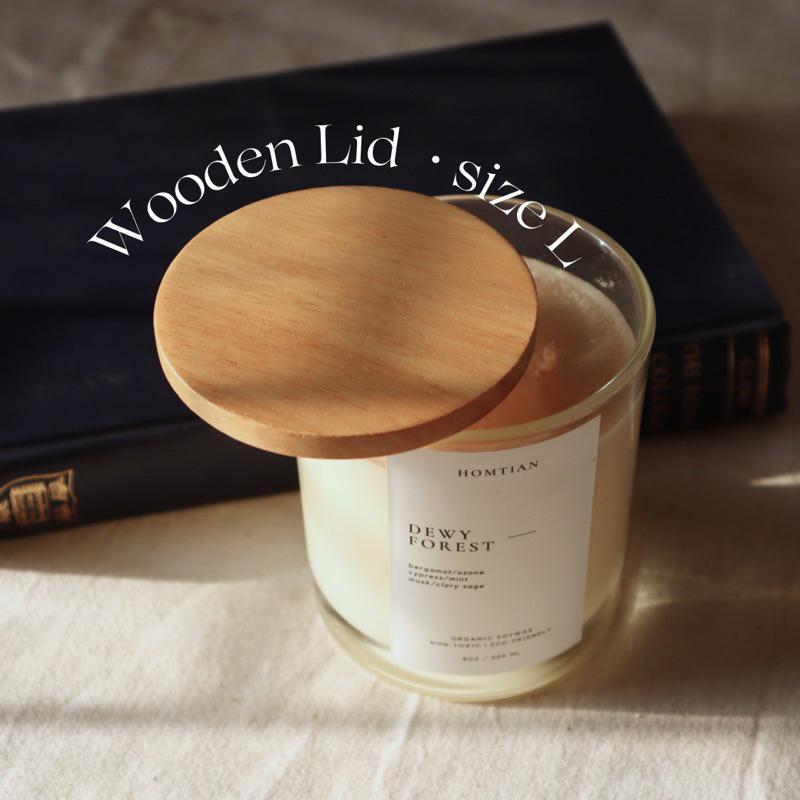 HOMTIAN | 🪹 ฝาไม้ปิดแก้วเทียนป้องกันฝุ่น Wooden Lid [สำหรับ Size L]