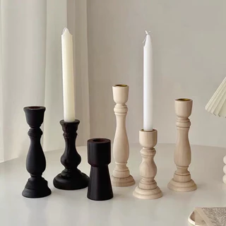 OurHome [พร้อมส่ง] เชิงเทียนไม้ Wooden candlestick holder เชิงเทียนอาหารค่ำใต้แสงเทียนการถ่ายภาพอุปกรณ์ประกอบฉากตกแต่ง