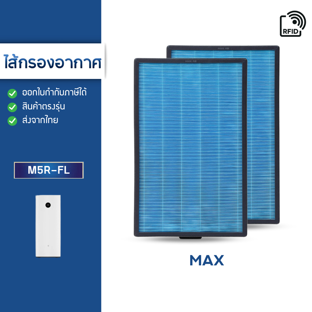 แผ่นกรองอากาศ Xiaomi Max (AC-M5-SC) ไส้กรองเครื่องฟอกอากาศ เสียวหมี่ MI (1ชุด 2แผ่น)