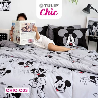 TULIP CHIC มิกกี้เมาส์ CHIC C03 Mickey ลิขสิทธิ์แท้ดิสนีย์ ชุดผ้าปู ผ้าห่มนวม สไตล์มินิมอล สัมผัสนุ่มไม่ระคายผิว