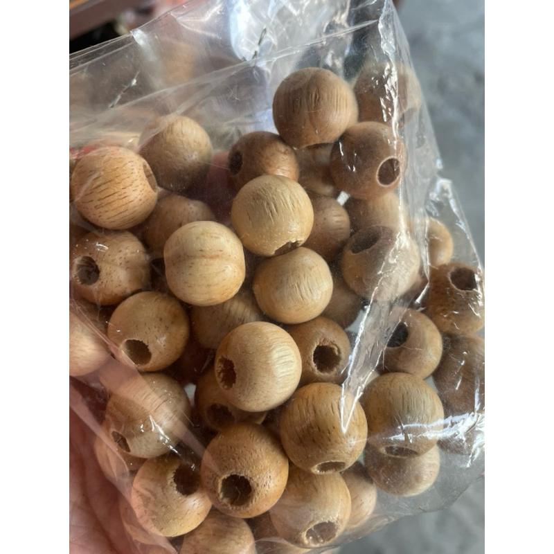 ลูกปัดไม้ เม็ดใหญ่ กลม 100 กรัม Wood Beads 100g