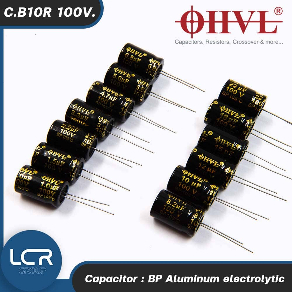 OHVL C.B10R 1.0-22uF 100V. BP คาปาซิเตอร์ ตัวเก็บประจุ ซีคล่อมลำโพง Aluminum electrolytic capacitor