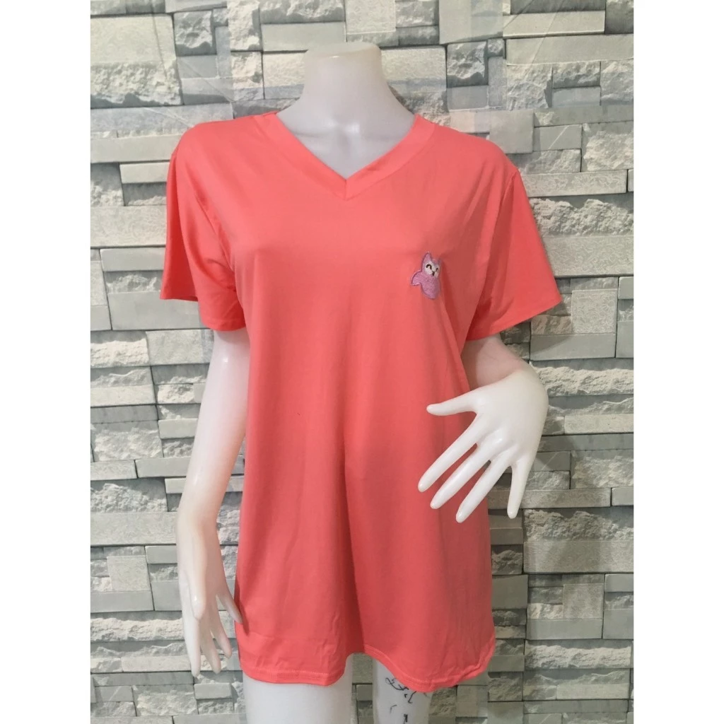 เสื้อยืดสีพื้น ลายปักดอกตะวัน แขนสั้น ไซส์ใหญ่ รอบอก 48-50 นิ้ว รุ่น 1588