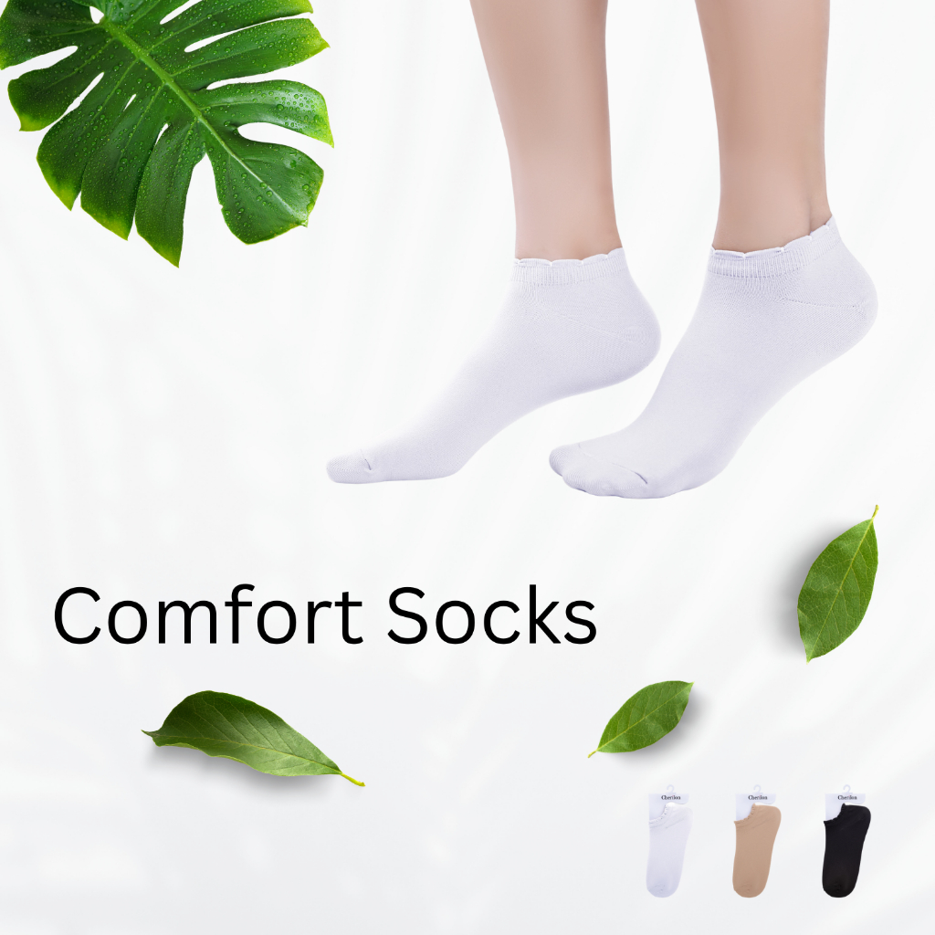 CHERILON เชอรีล่อน ถุงเท้า ถุงเท้าข้อสั้น ถุงเท้านักเรียน นุ่ม ยืดหยุ่นสูง ใส่สบาย ลดกลิ่นอับ กันรองเท้ากัด NSA-NEFC04